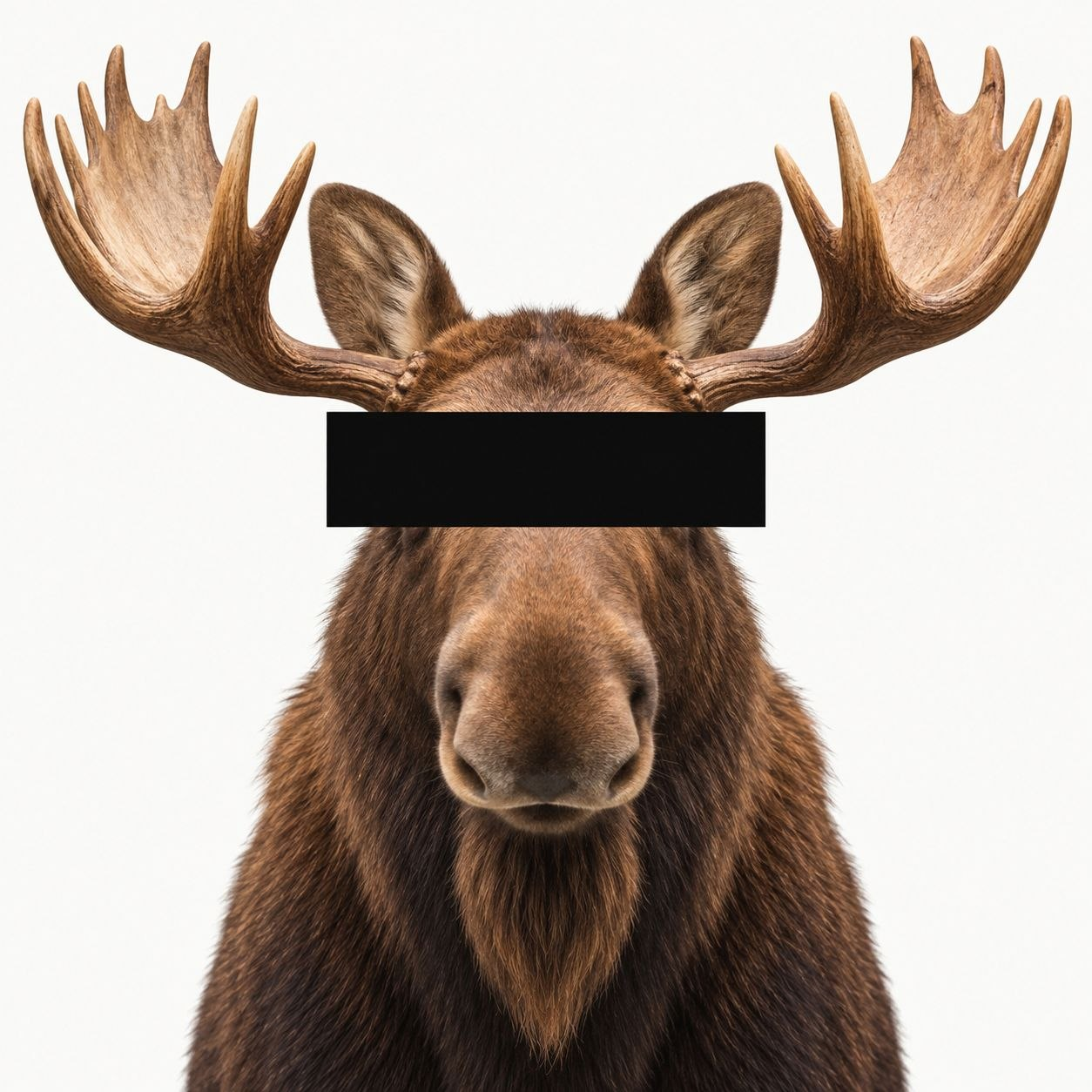 Anonymoose — a moose with a black censor bar across its eyes